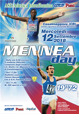 Mercoledì 12 Settembre:MENNEA DAY 2018